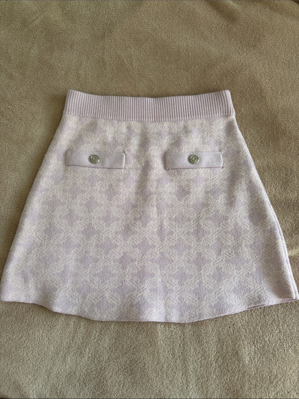 Maje Sparkly Light Pink Knit A-line Mini Skirt
